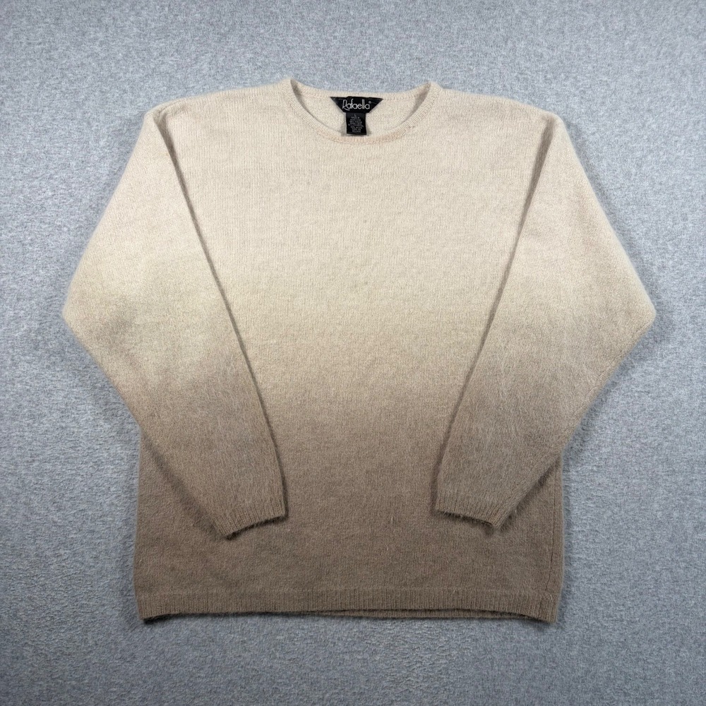Rafaella Sweater Womens Large Brown Angora Wool Blend Ombre Crew Neck Pullover
